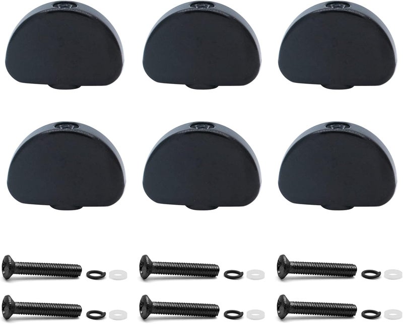 harpfeas 6PCS Metal Big Semicircle Guitar Tuning Peg Buttons,Tuning Key Button Heads Tuners Machine Handle for Folk Electric and Acoustic Guitar (Black) - Image 1